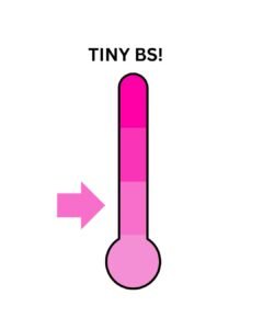 The image shows a thermometer with differing shades of pink, ranging from light pink at the bottom to dark pink at the top. An arrow at the side is pointing to the second to the bottom colour.